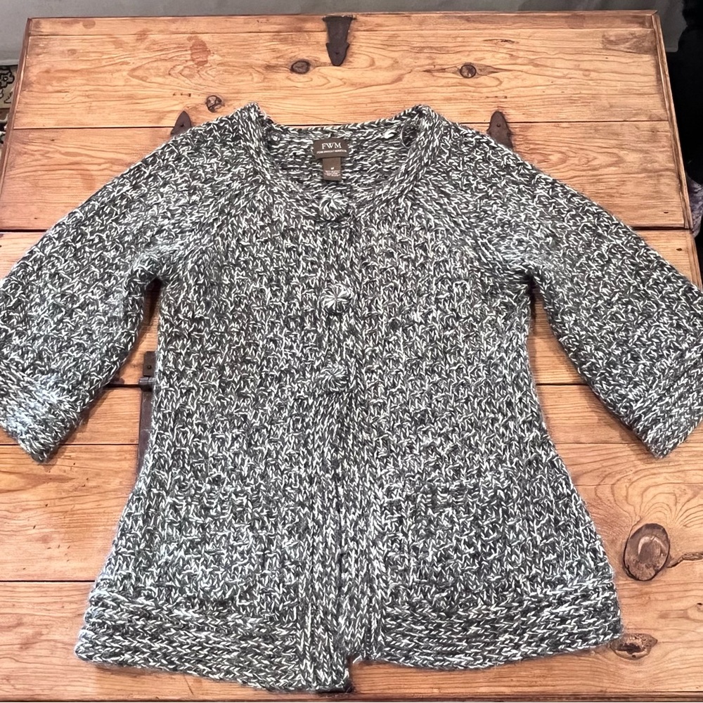 Chunky Knit 3/4 Sleeve Cardigan Sweater